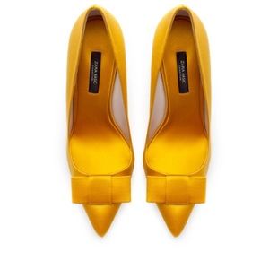 Zara mustard satin heels